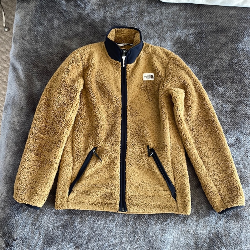 North Face brown fleece “Teddy Bear” jacket.